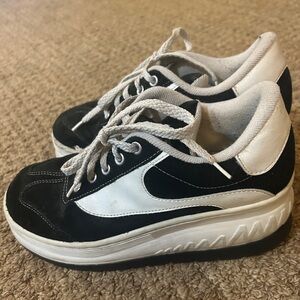 Vintage 90's Route 66 Black Suede Chunky Platform Sneakers Size 8.5